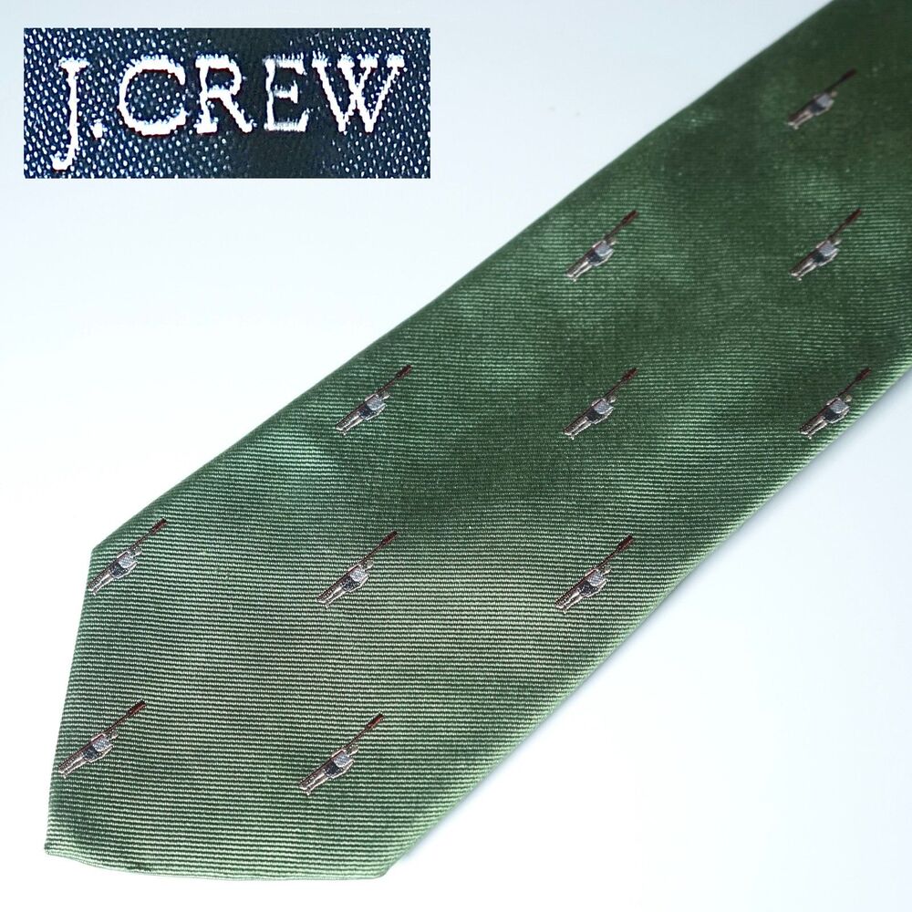 J.Crew Green Neck Tie Oarsman Logo